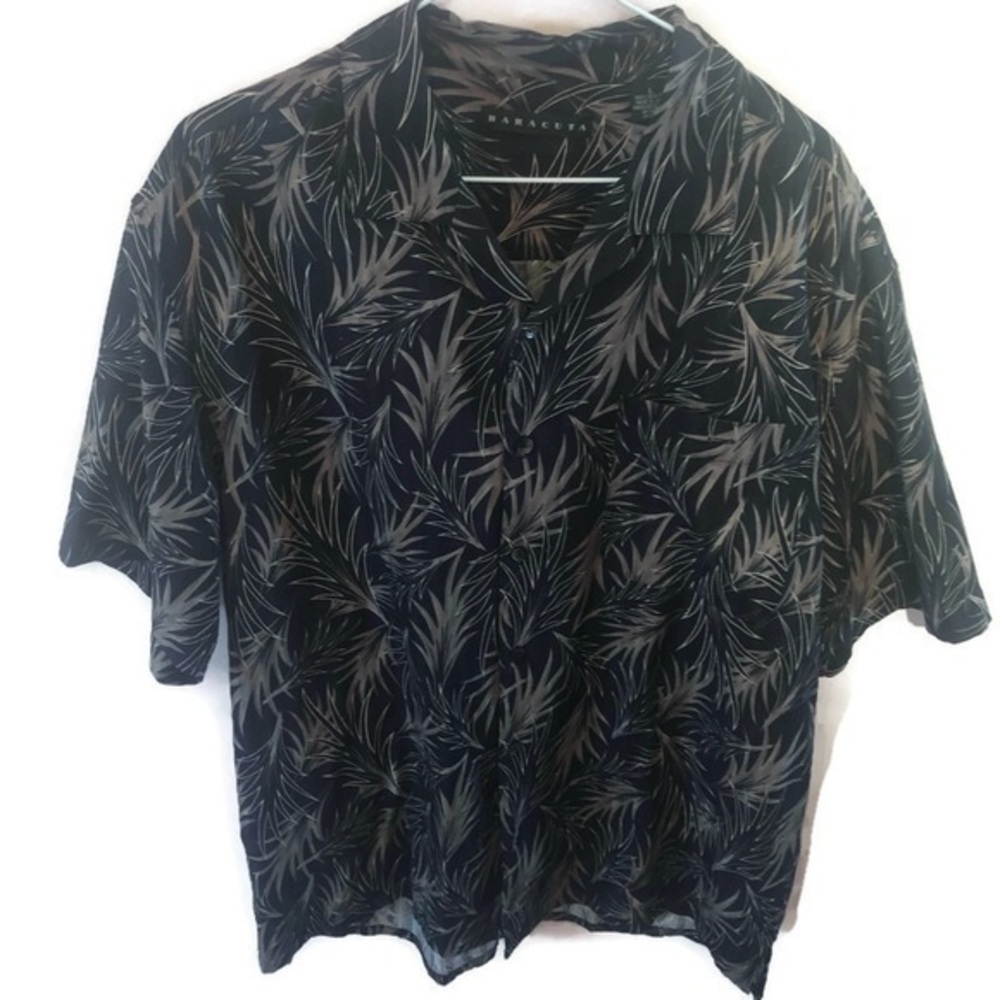 baracuta Mens 100% Silk Hawaiian Style Shirt Sz Lg